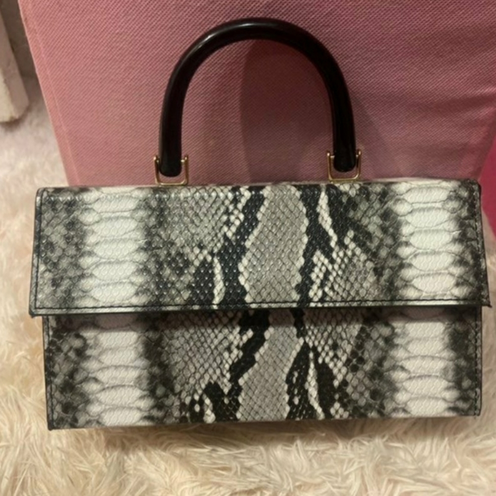 Lizard Print Mini Briefcase Handbag